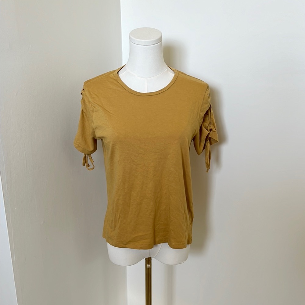 NWOT Women's Mustard Tie-Sleeve Top